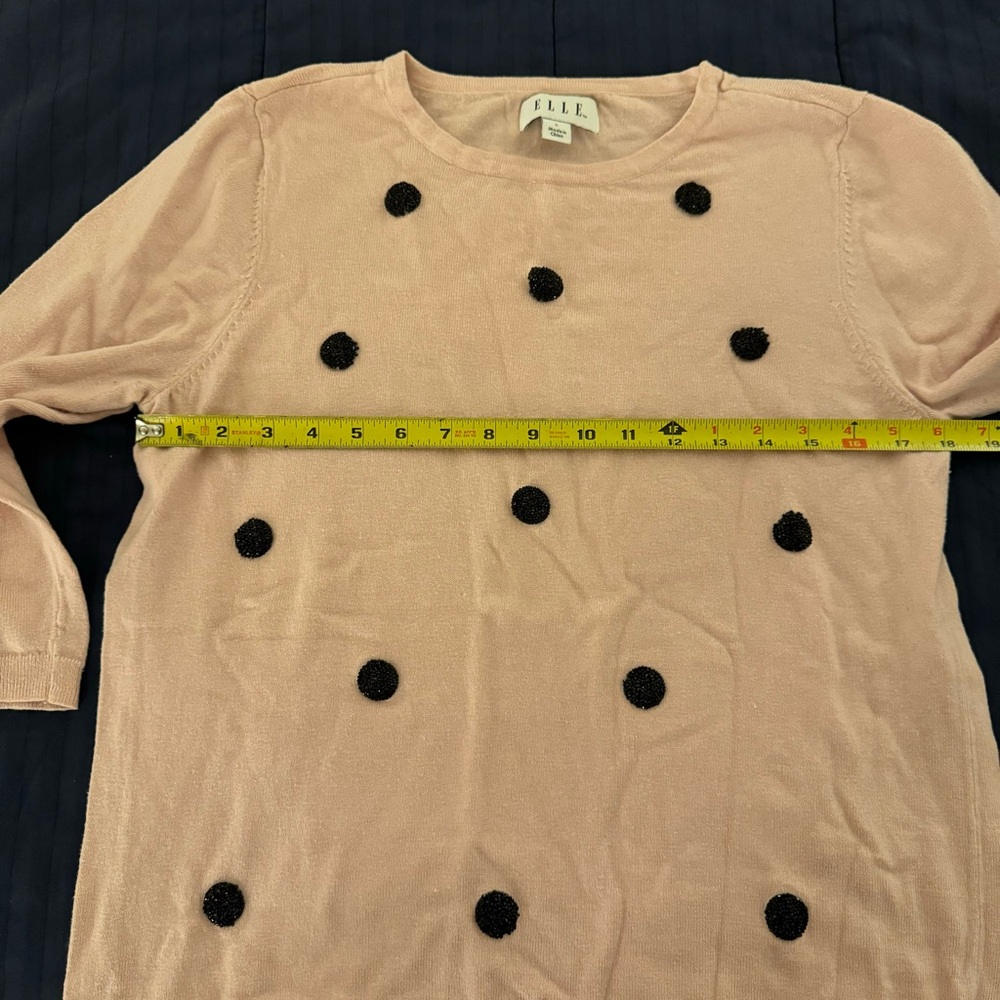 Elle Pink & Black Sparkly Polka Dot Sweater Size Large - Picture 6 of 8